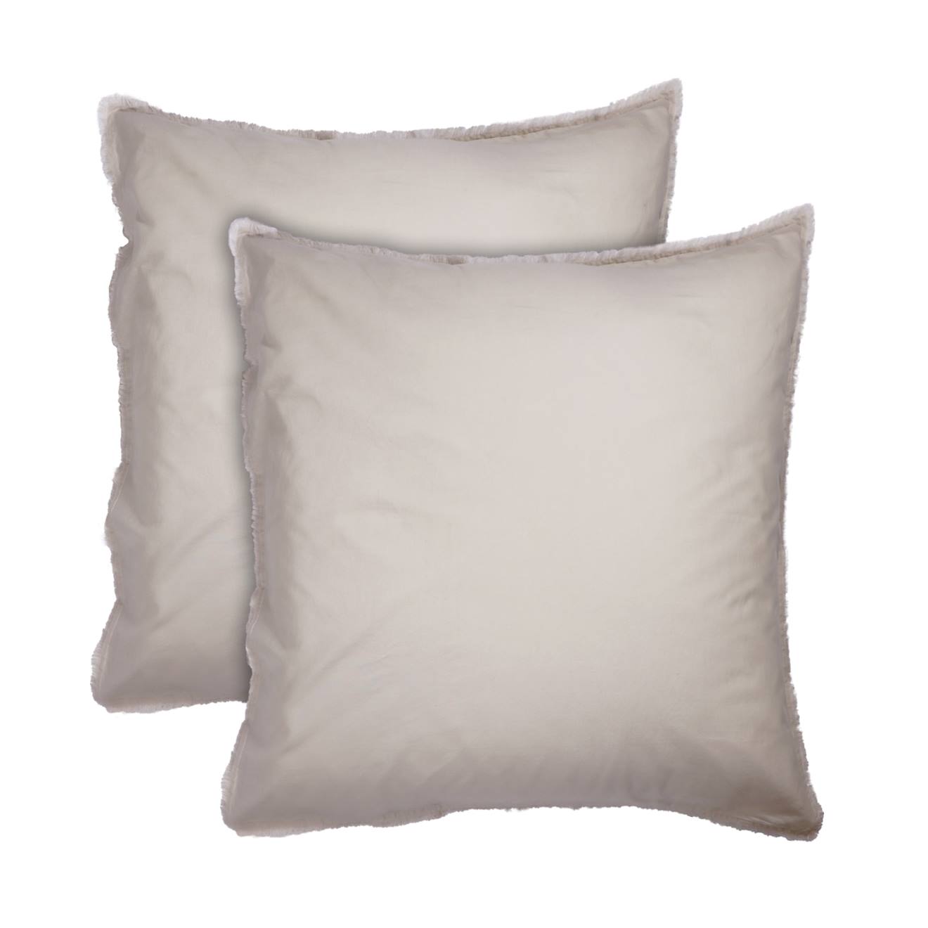 Set De 2 Taies D'oreiller Unies À Franges, Coton Lavé Lin