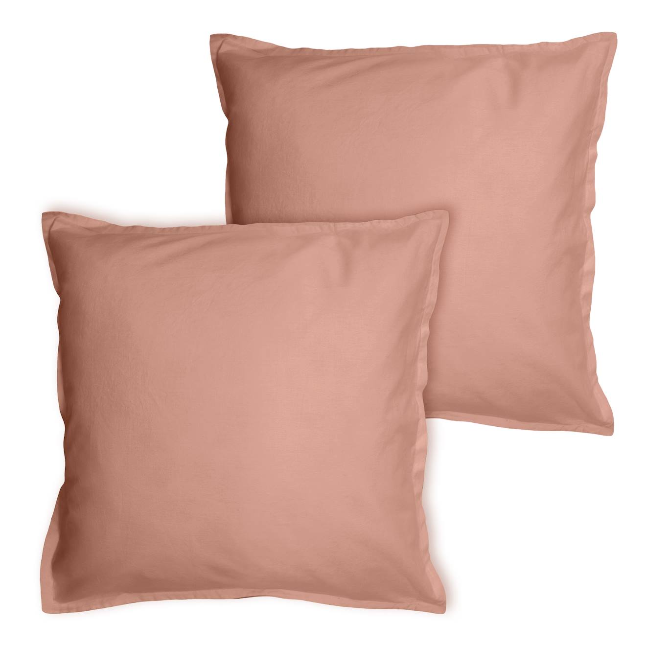 Set De 2 Taies D'oreiller Unies À Volant, Coton Lavé Nude