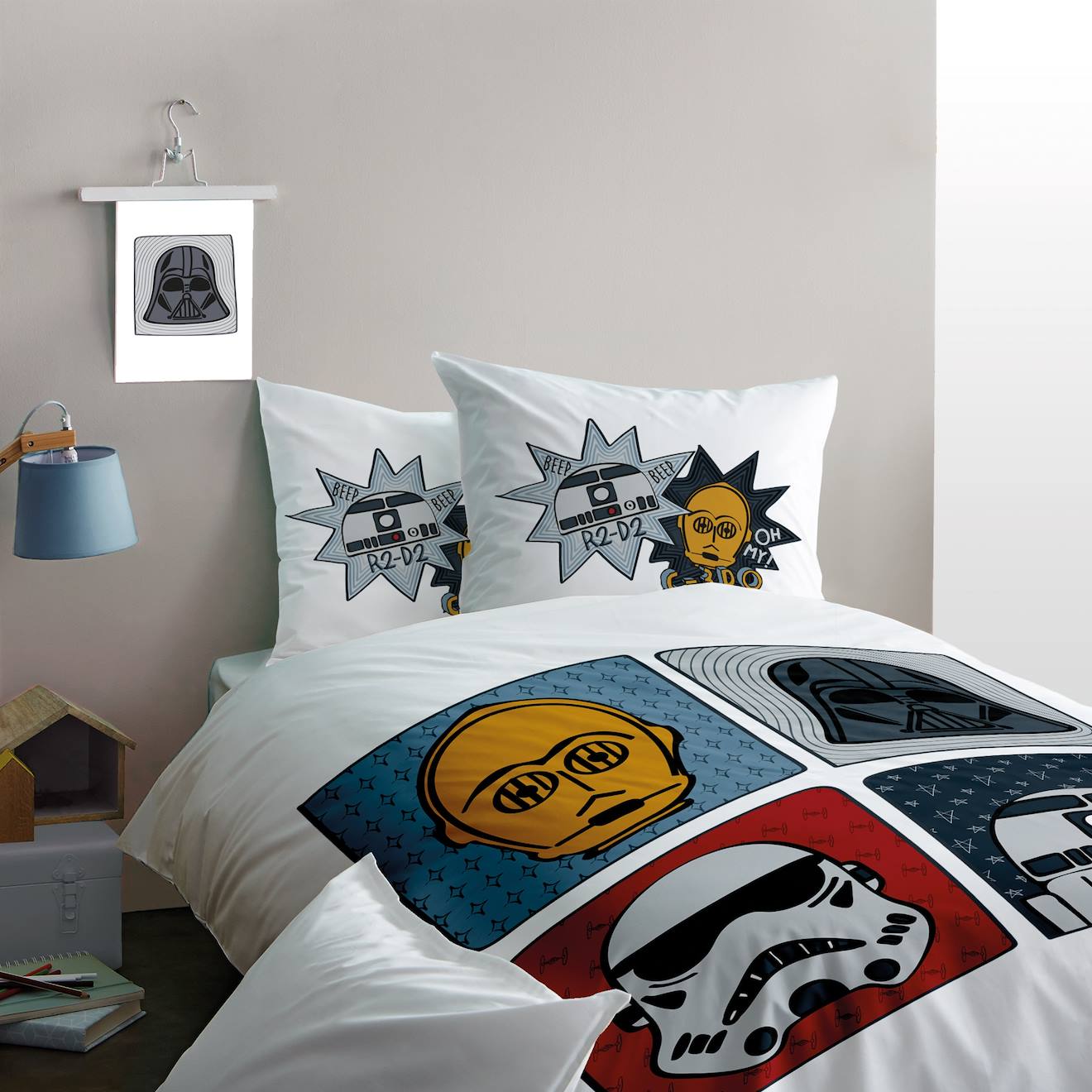 Parure De Lit Imprimée 100% Coton, Star Wars Home Portraits Blanc