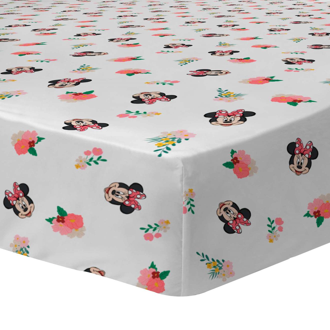 Drap-housse Imprimé 100% Coton, Disney Home Minnie Flower Blanc