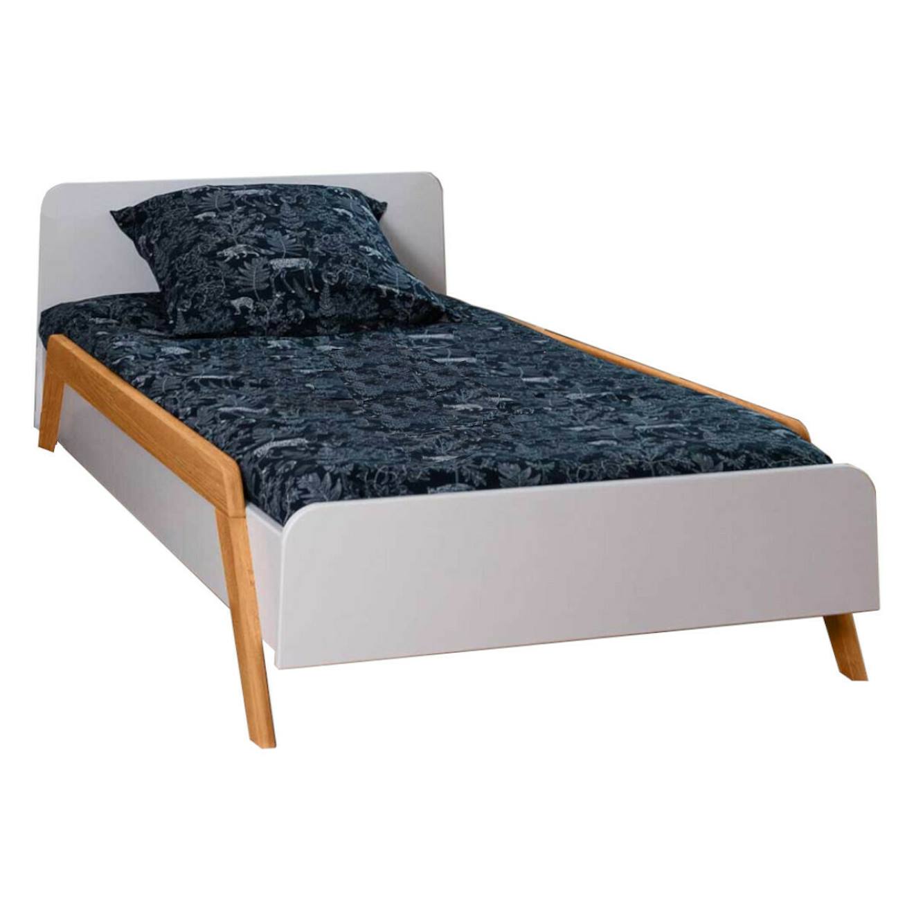 Pack Lit Enfant Évolutif Avec Barrières Et Matelas Bois Massif Dixia Blanc Et Bois