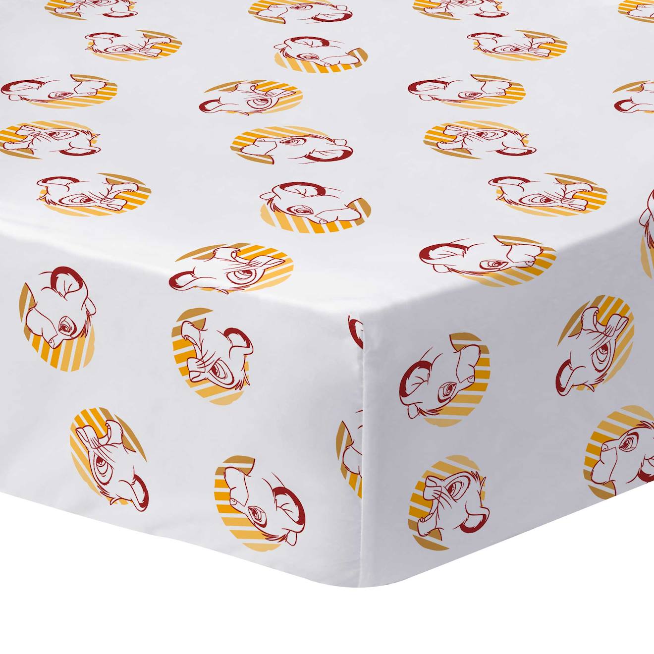 Drap-housse Imprimé 100% Coton, Disney Home Le Roi Lion Prince Blanc