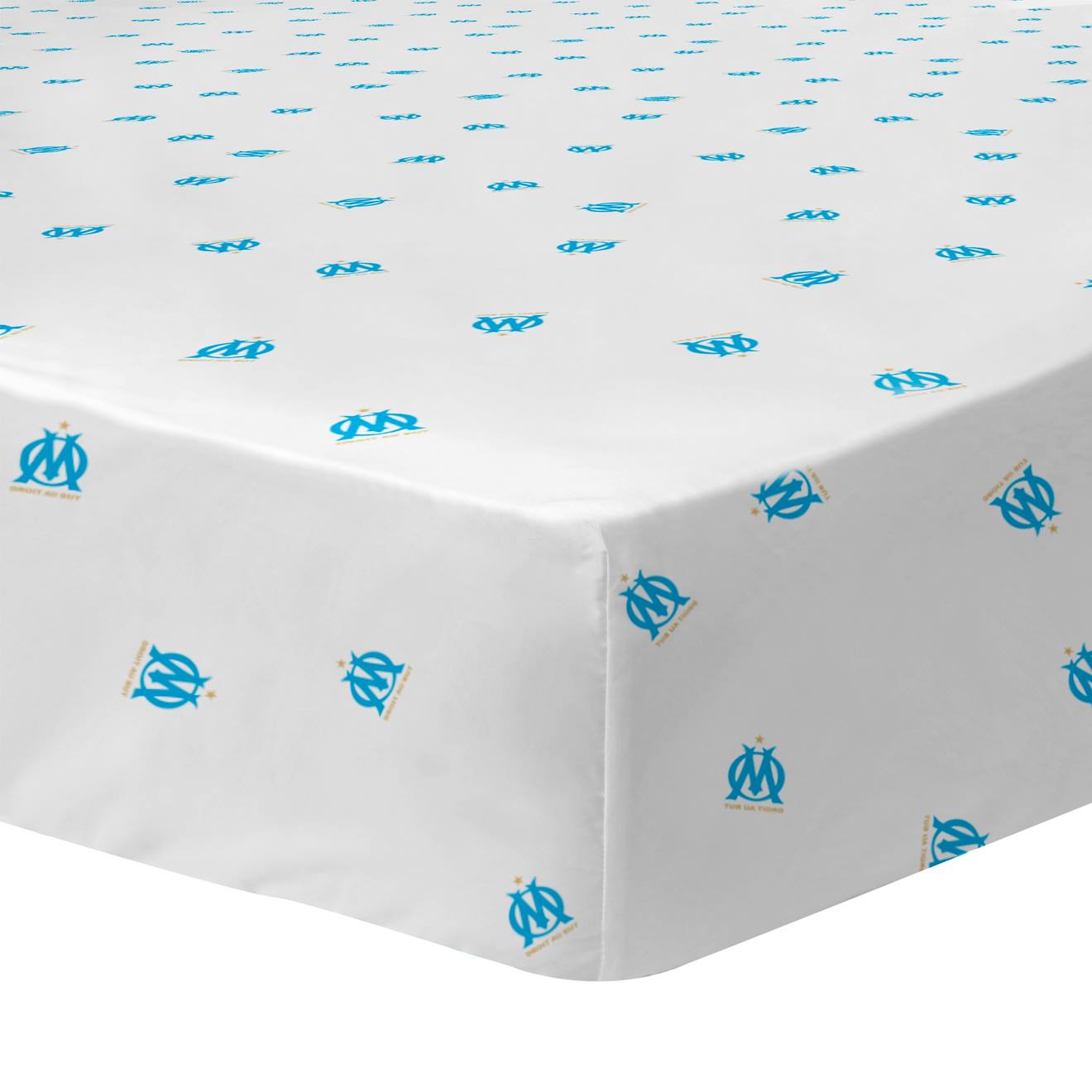 Drap-housse imprimé 100% coton, om voilure blanc