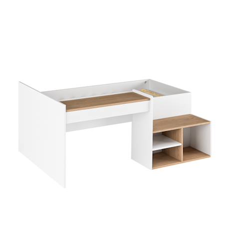 Pack lit combiné avec bureau et matelas boruto Blanc et noisette 2 - vertbaudet enfant 