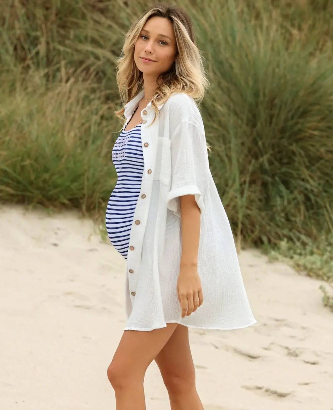 Robe Chemise De Grossesse Et D'allaitement Bertille Blanc