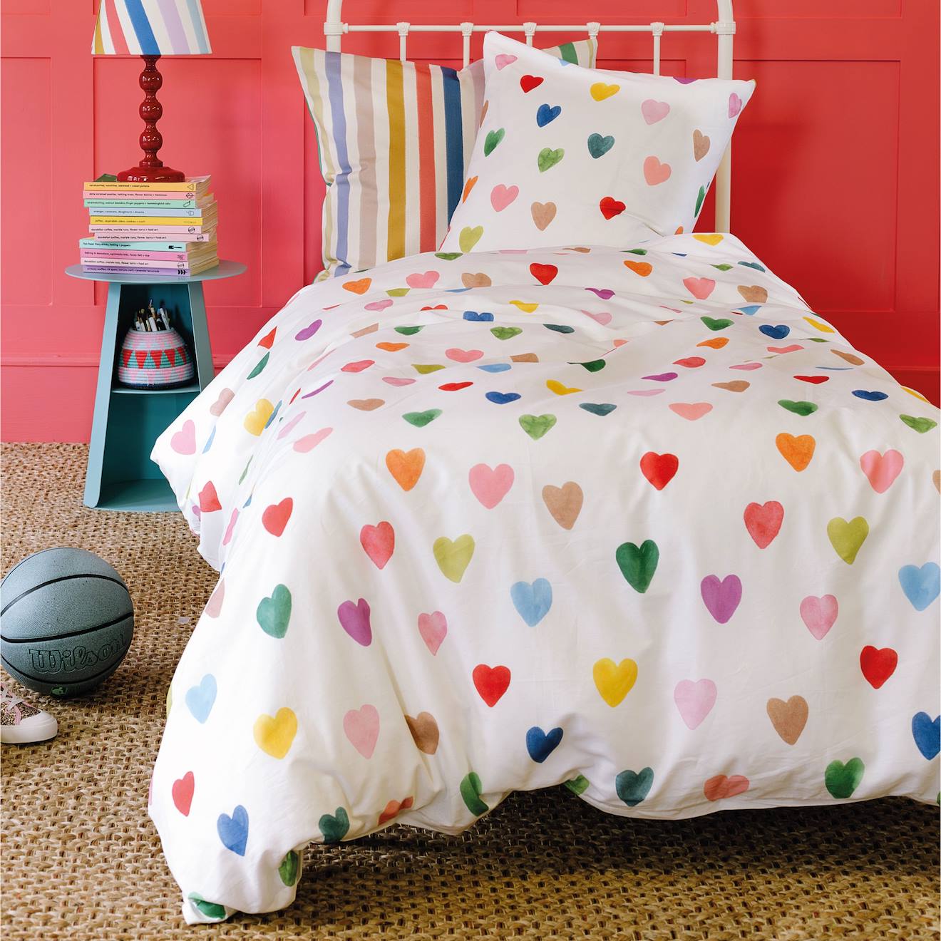 Parure De Lit Imprimée 100% Coton, Wee Blue Bell Amour Multicolore