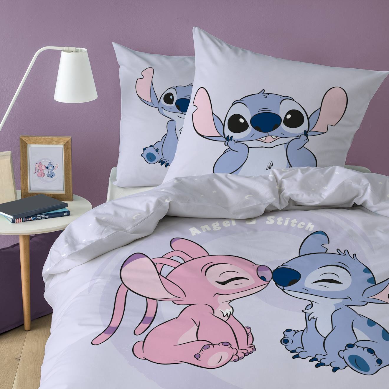 Parure De Lit Imprimée 100% Coton, Disney Home Stitch Happy Mauve