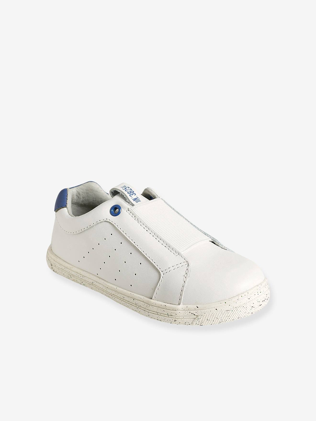 Baskets élastiquées garçon en cuir blanc