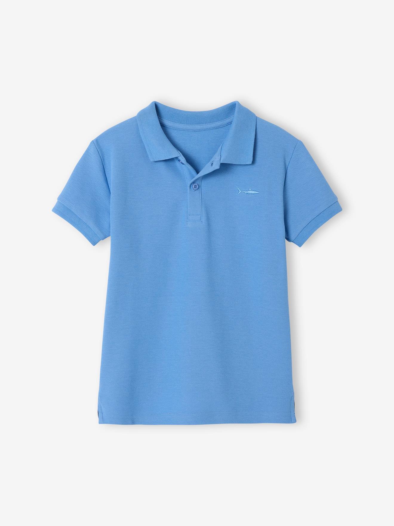 Polo garon manches courtes broderie poitrine bleu 7 €