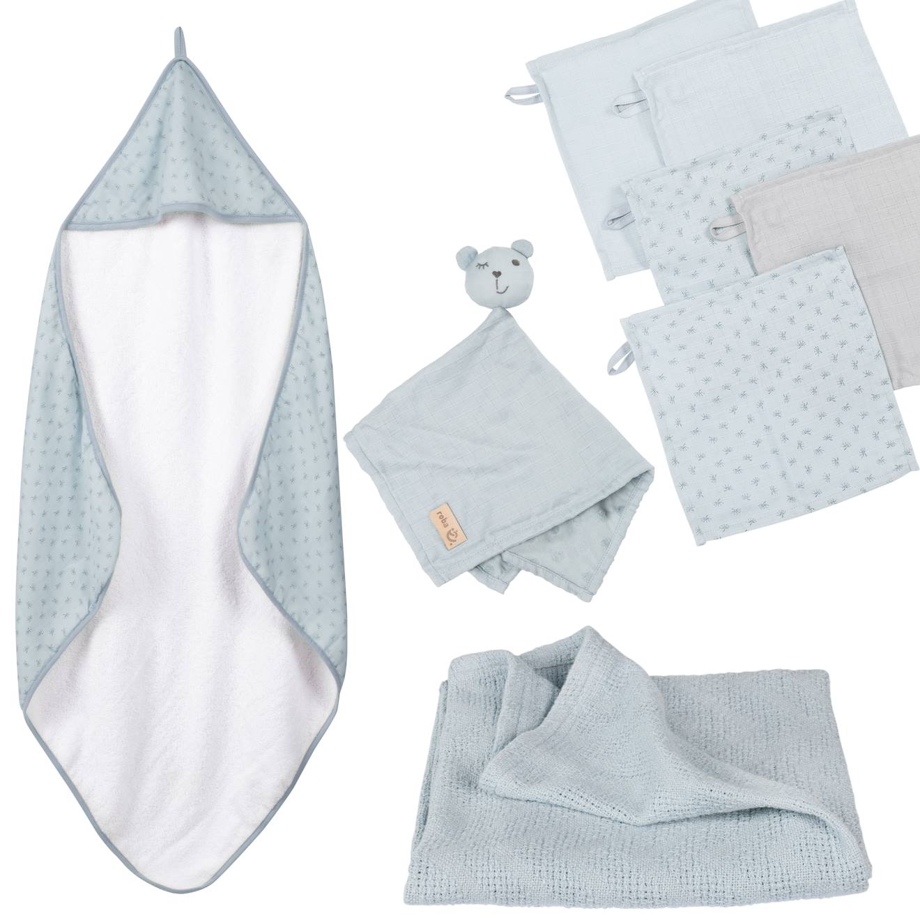 Coffret De Bain En Coton Bio Oeko-tex Lil Planet Bleu Clair / Ourson