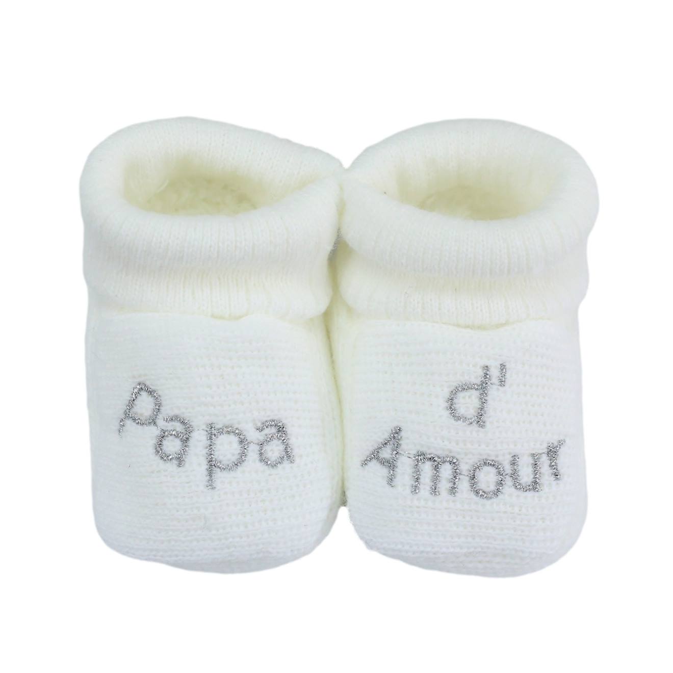 Chaussons Naissance - Message Papa D'amour Blanc