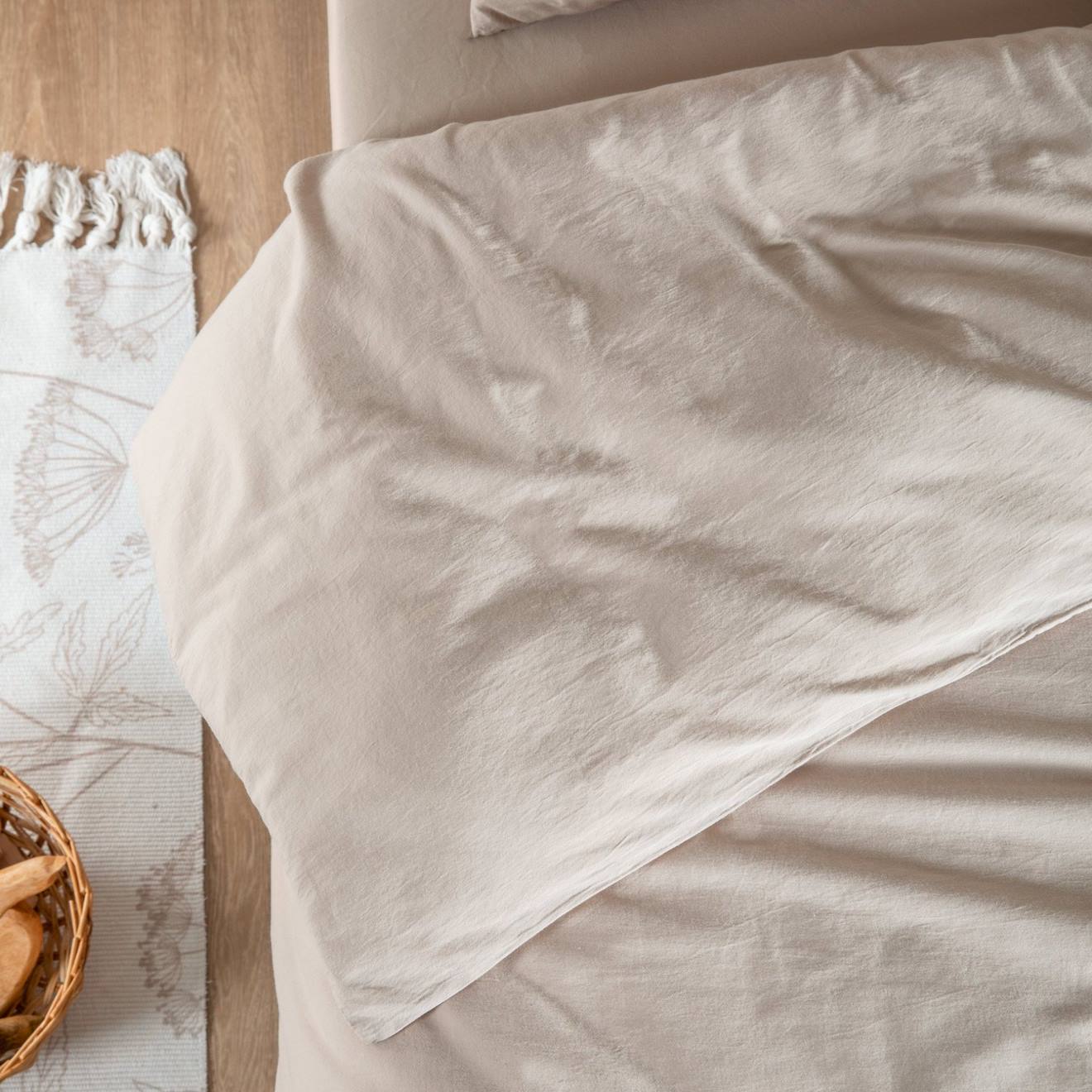 Housse De Couette Satin De Coton Bio Lavé 1 Personne Lin