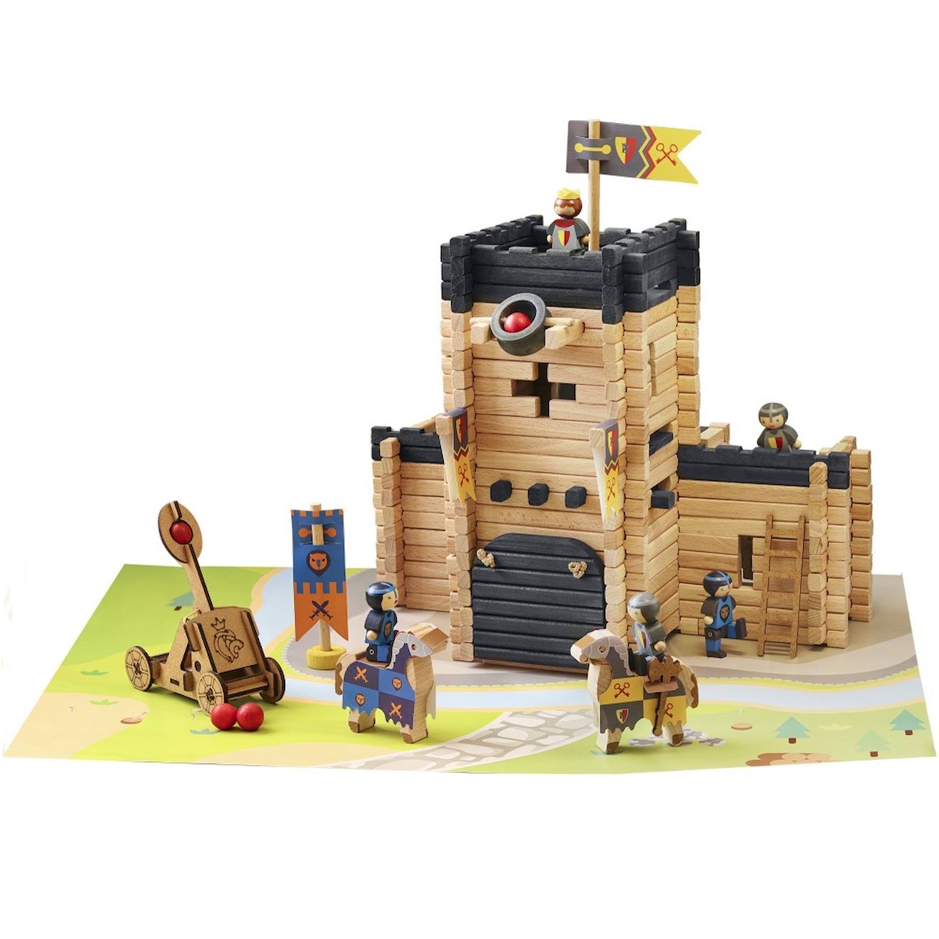 Château Fort Et Catapulte 270 Pcs Beige
