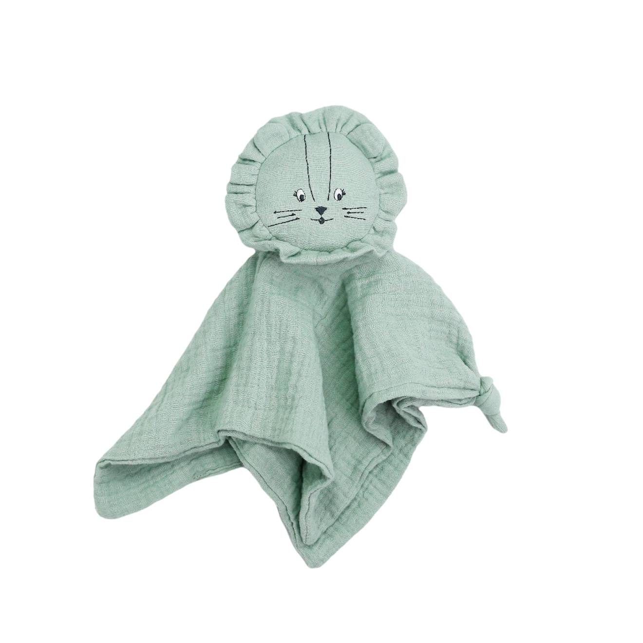 Doudou En Mousseline De Coton Vert