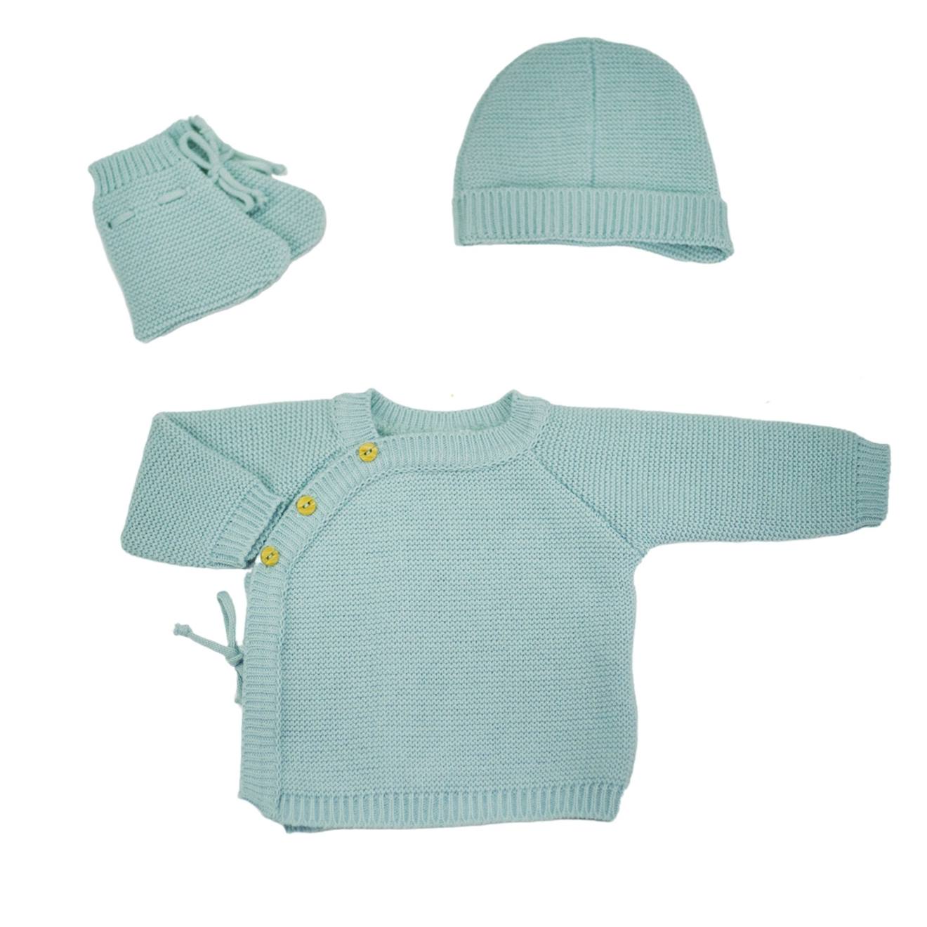 Trousseau Naissance Bébé En Maille Vert