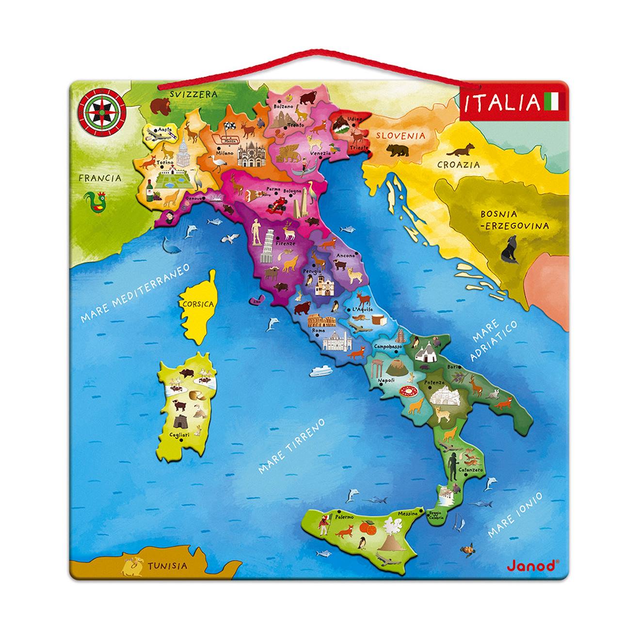 Puzzle Carte D'italie Magnétique Bleu