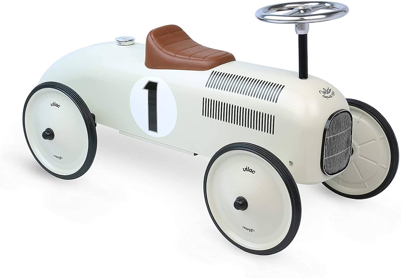 Porteur Voiture Vintage En Métal Blanc