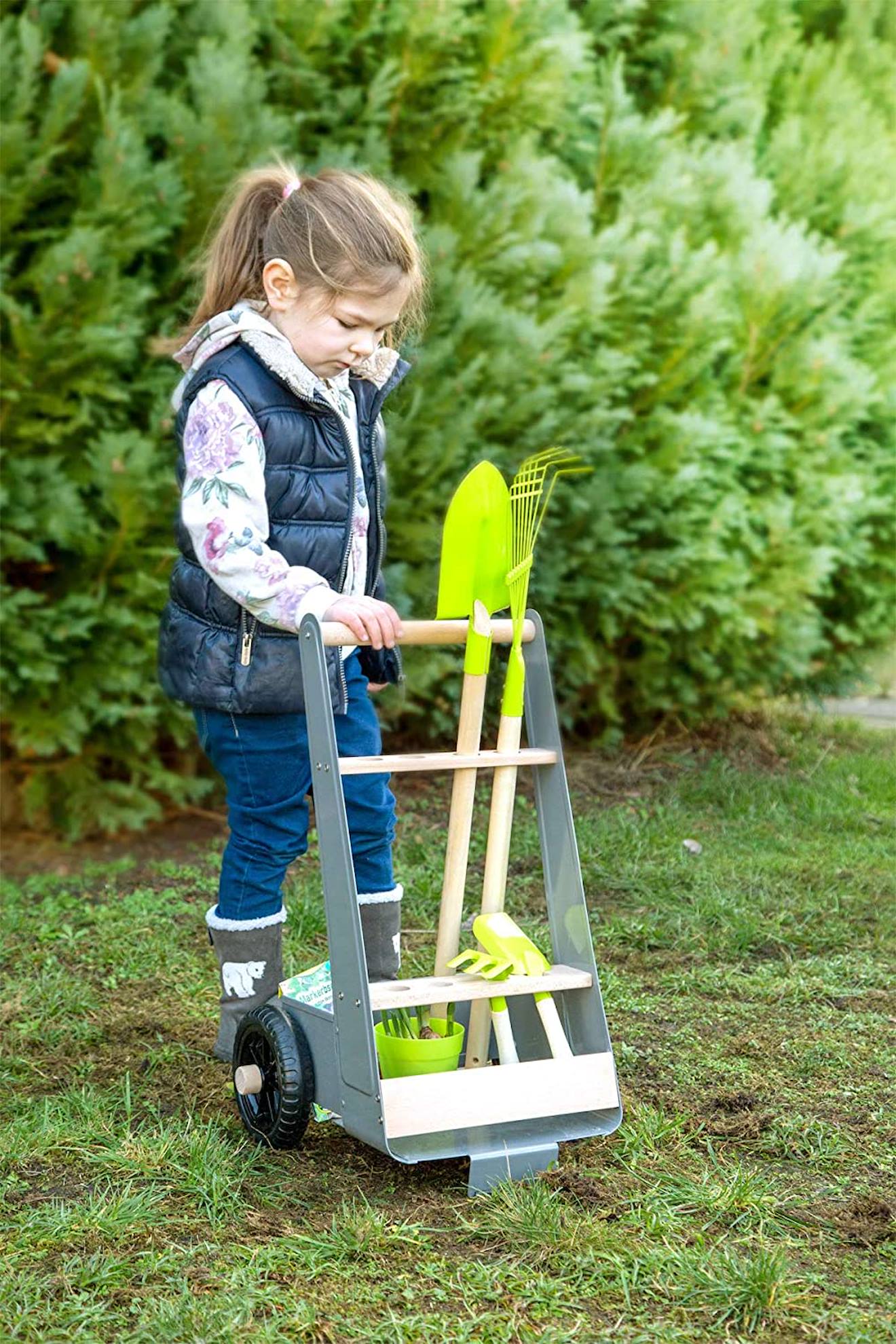 Chariot Avec Outils De Jardin Gris (Small Foot) - Image 2