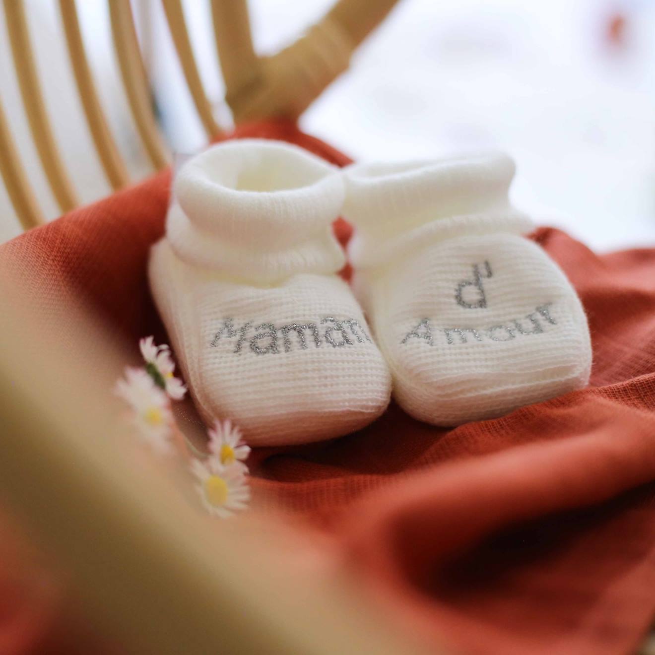 Chaussons Naissance - Message Maman D'amour Blanc (Trois Kilos Sept) - Image 2