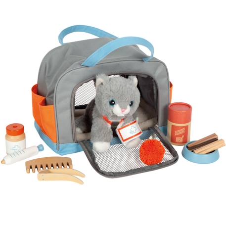 Small Foot - Chat Avec Sac Et Kit De Soins Gris