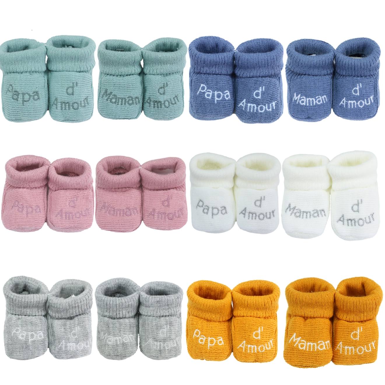 Chaussons Naissance - Message Maman D'amour Blanc (Trois Kilos Sept) - Image 3