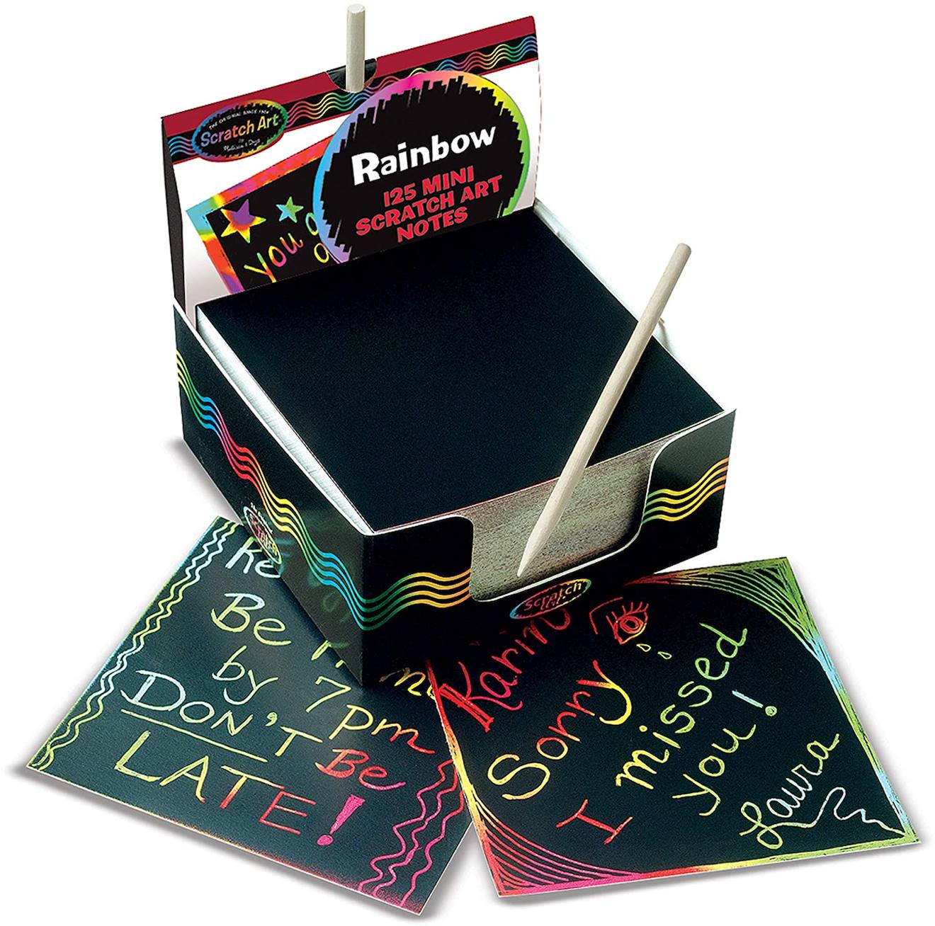 Boîte De Mini-notes Arc-en-ciel Scratch Art® Noir