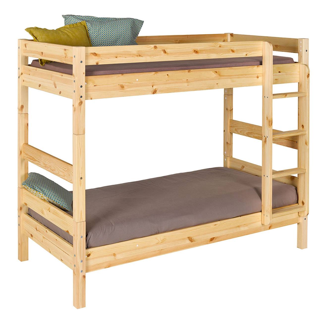 Pack Lit Superposé Séparable Avec 2 Matelas Bois Massif Aaron Bois Naturel