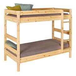 Chambre et rangement-Pack lit superposé séparable avec 2 matelas bois massif aaron