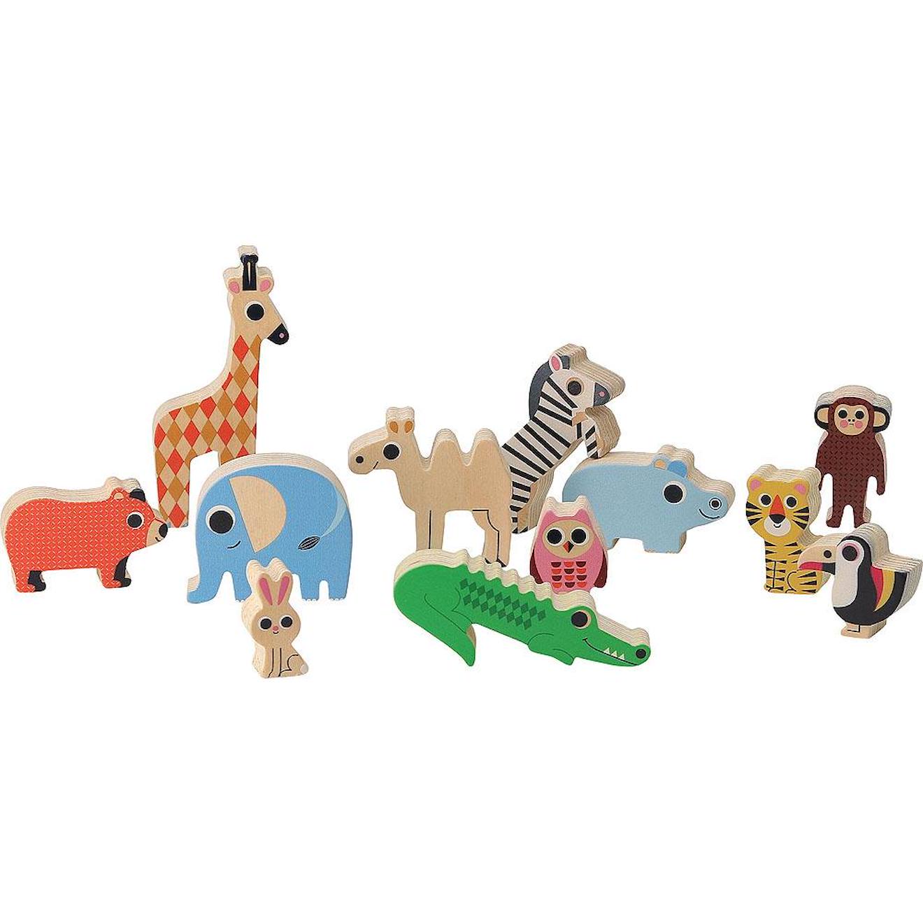 Trixie - Jeu d'équilibre en Bois certifié FSC avec Blocs et Animaux à empiler- Enfants à partir de 3 Ans