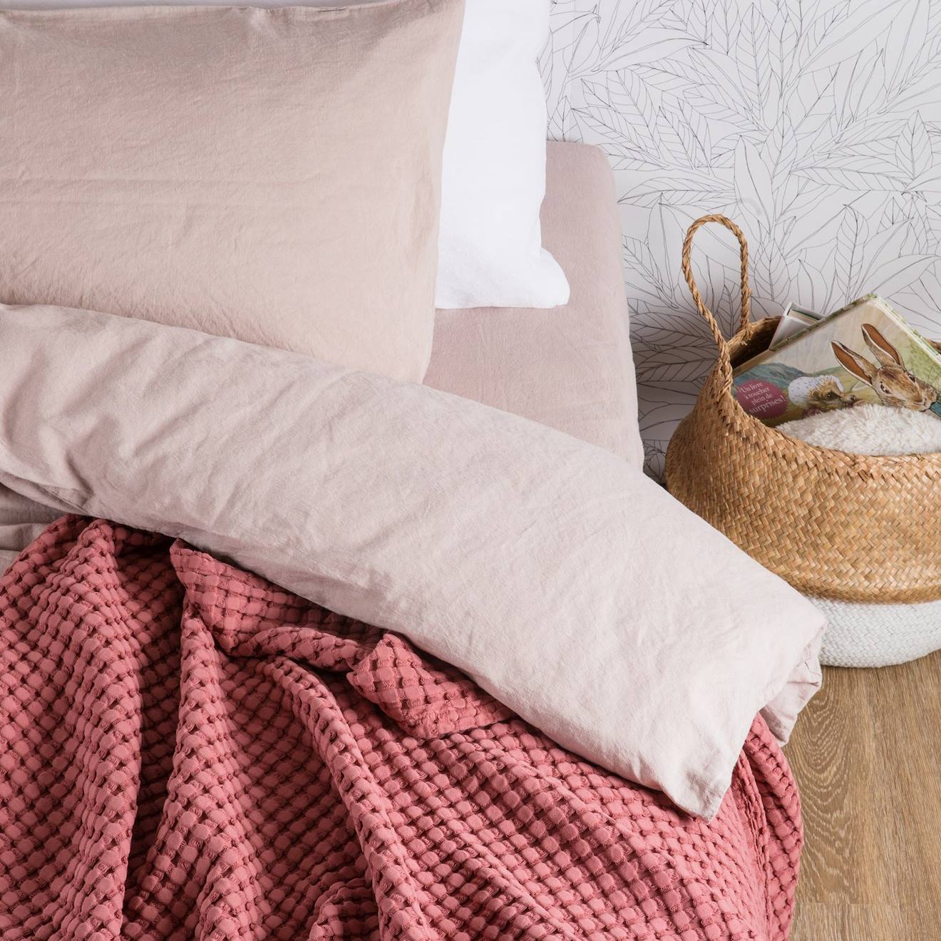 Plaid En Coton Bio Paros Bois De Rose
