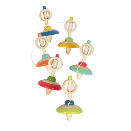 Small Foot - Toupie En Bois Avec Ficelle Beige