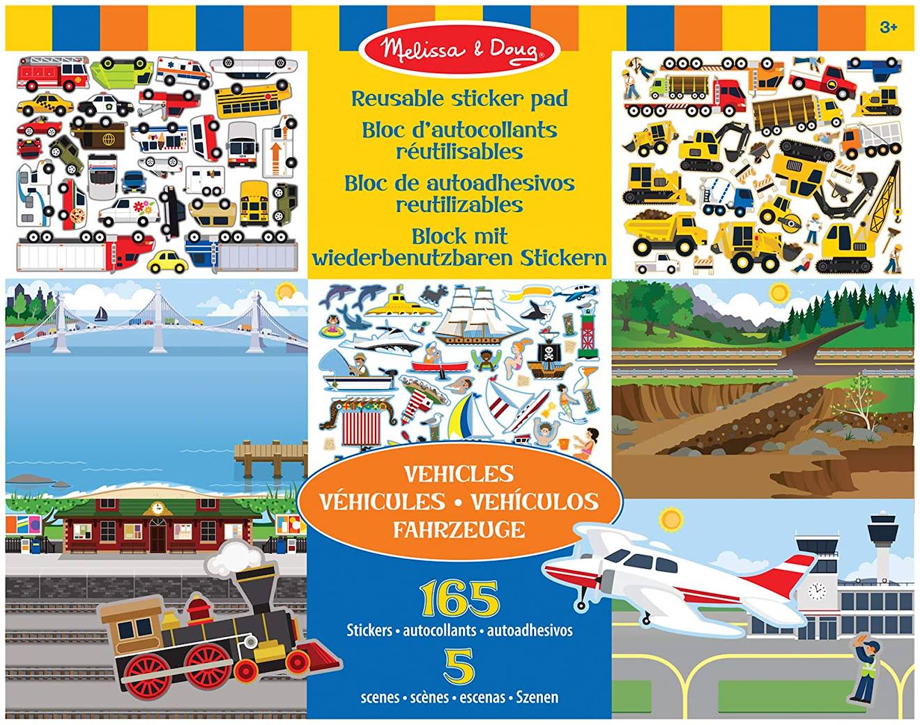 Melissa & Doug - 165 Autocollants Réutilisables - Véhicules Jaune