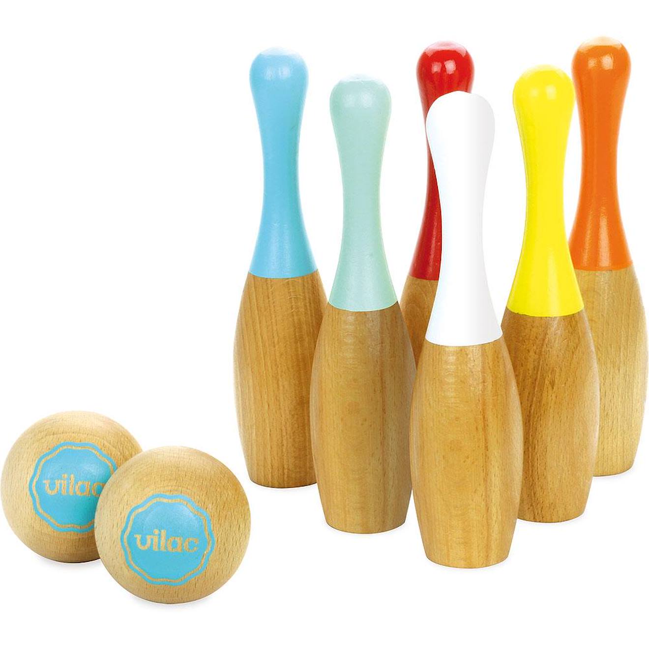 Vilac - Jeu De Quilles Bowling Bicolores Beige