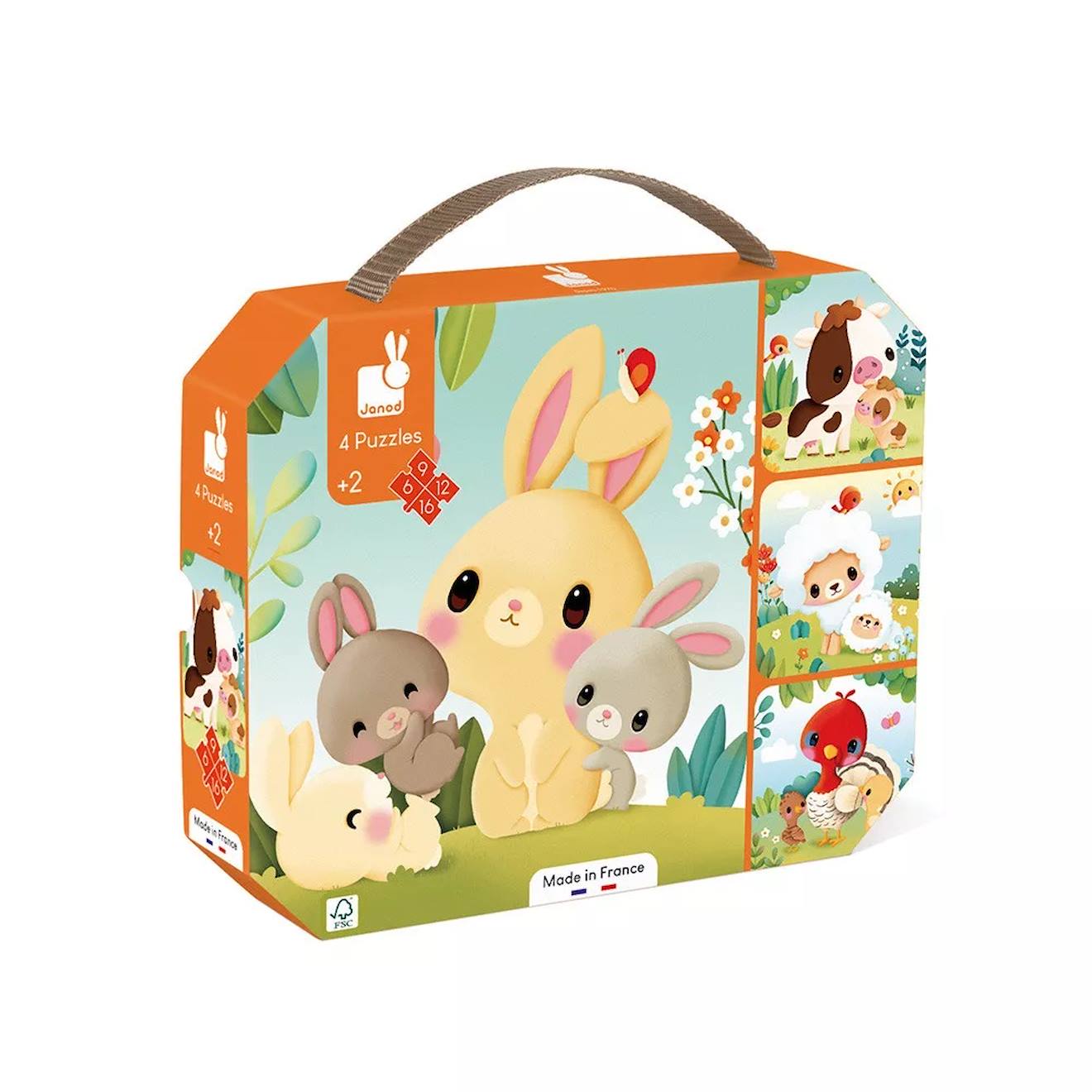 4 Puzzles Évolutifs Animaux Ferme Orange