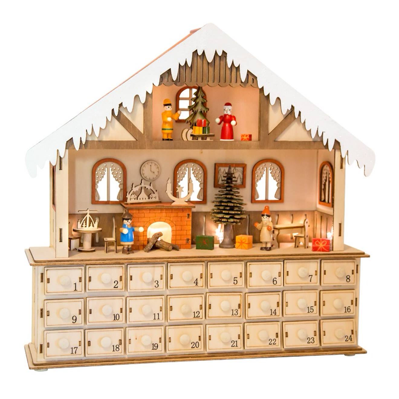 Calendrier De L'avent Illuminé Salon Beige