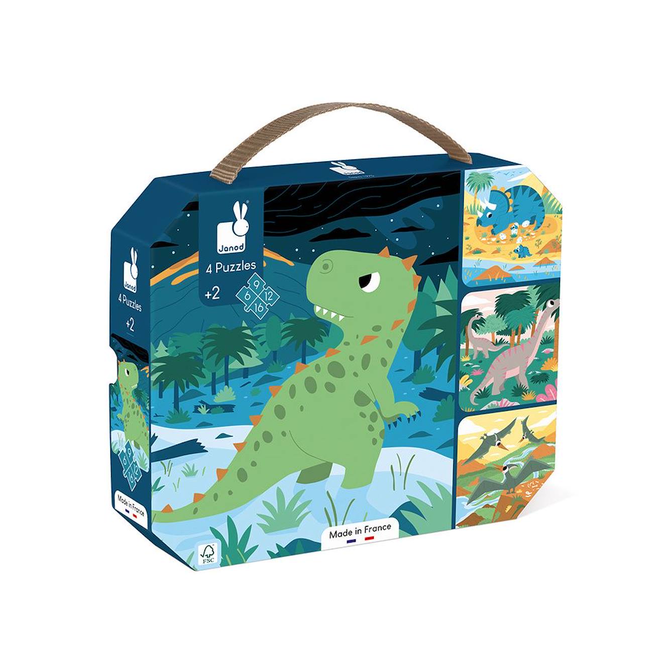 4 Puzzles Évolutifs Dinosaures Bleu