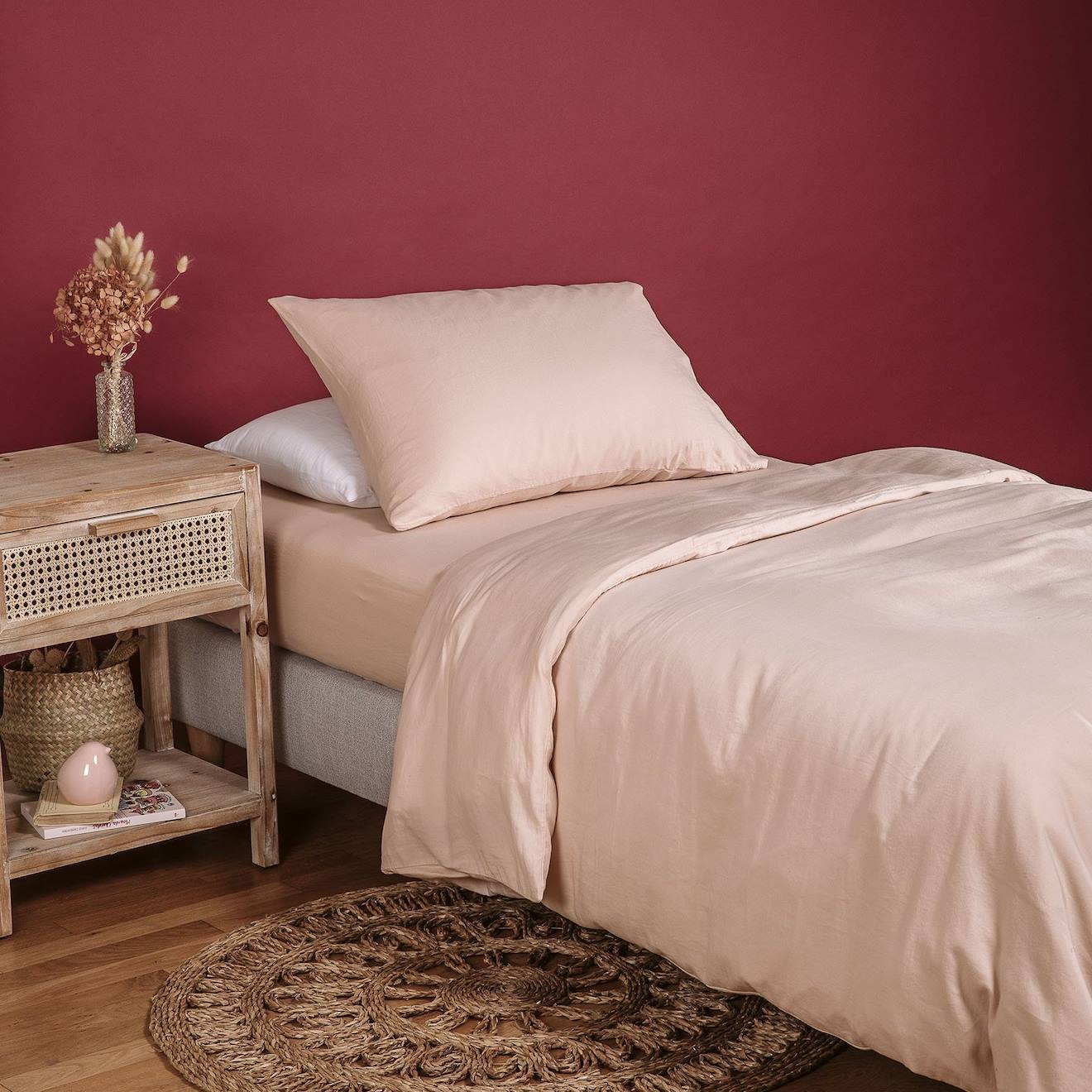 Housse De Couette Pur Coton Bio Pour Lit 1 Personne Rose Nude