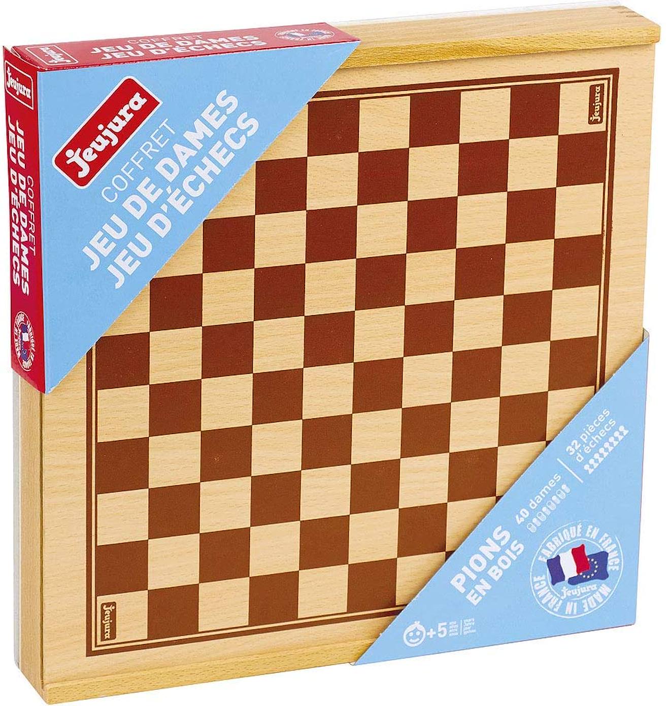 Jeujura - Coffret Jeu De Dames Et D'echecs Beige
