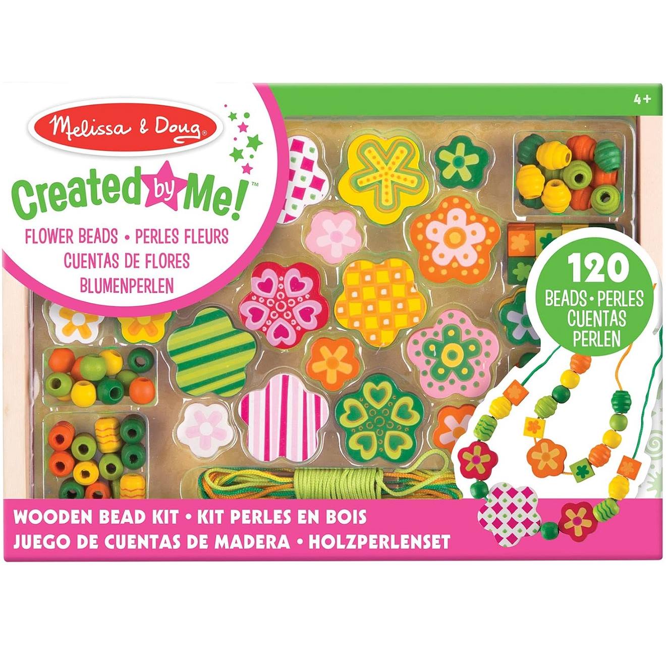 Melissa & Doug - Ensemble De Perles En Bois Flower Power Vert