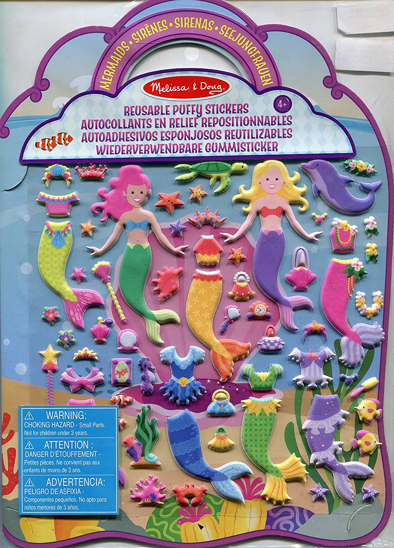 Melissa & Doug - Livret D'autocollants Reliefs Repositionnables Sirènes Rose