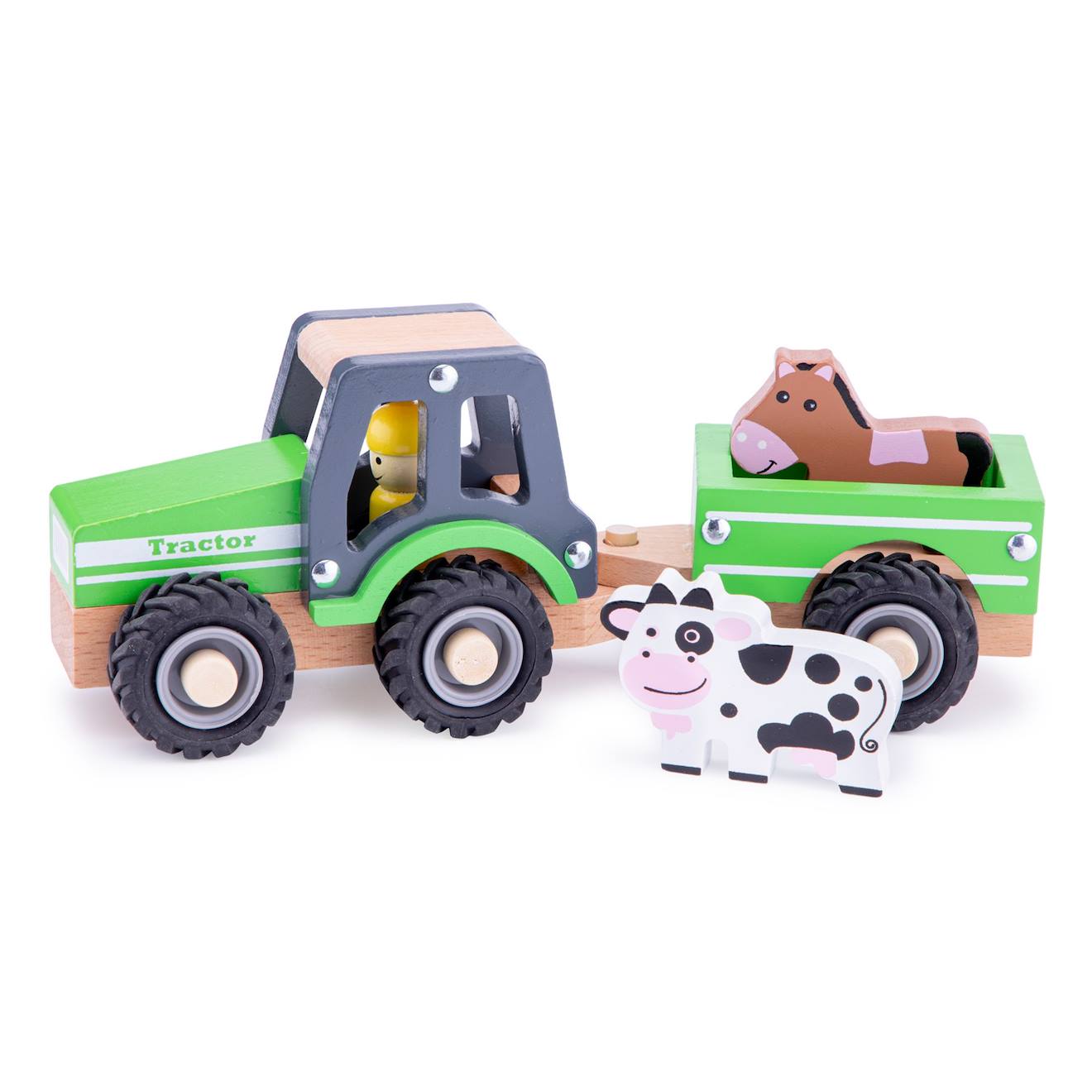 New Classic Toys - Tracteur Avec Remorque Et Animaux Vert