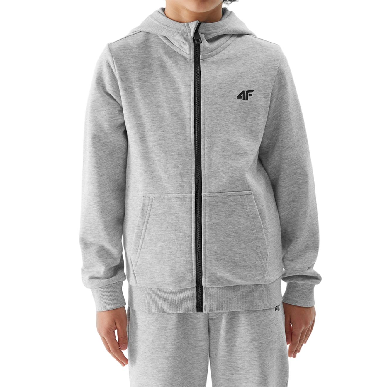 Veste À Capuche Synthétique Gris Clair Chiné