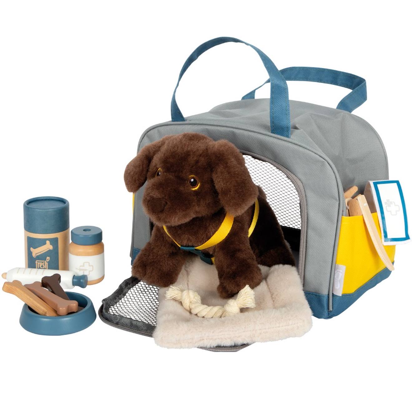 Chien Avec Sac Et Kit De Soins Gris (Small Foot) - Image 1