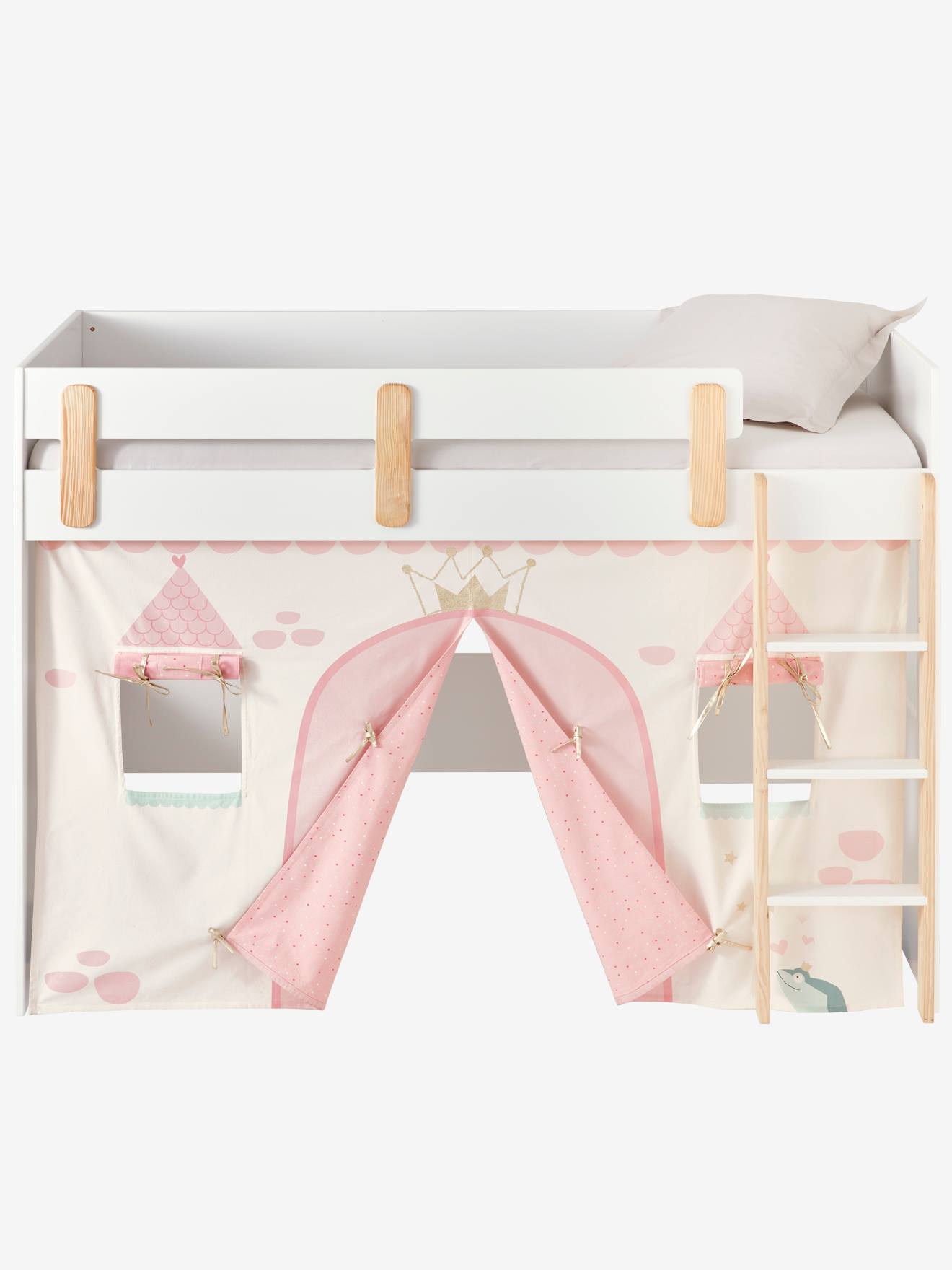 Tente de lit Princesse féérique pour lit mezzanine mi hauteur ligne Everest rose