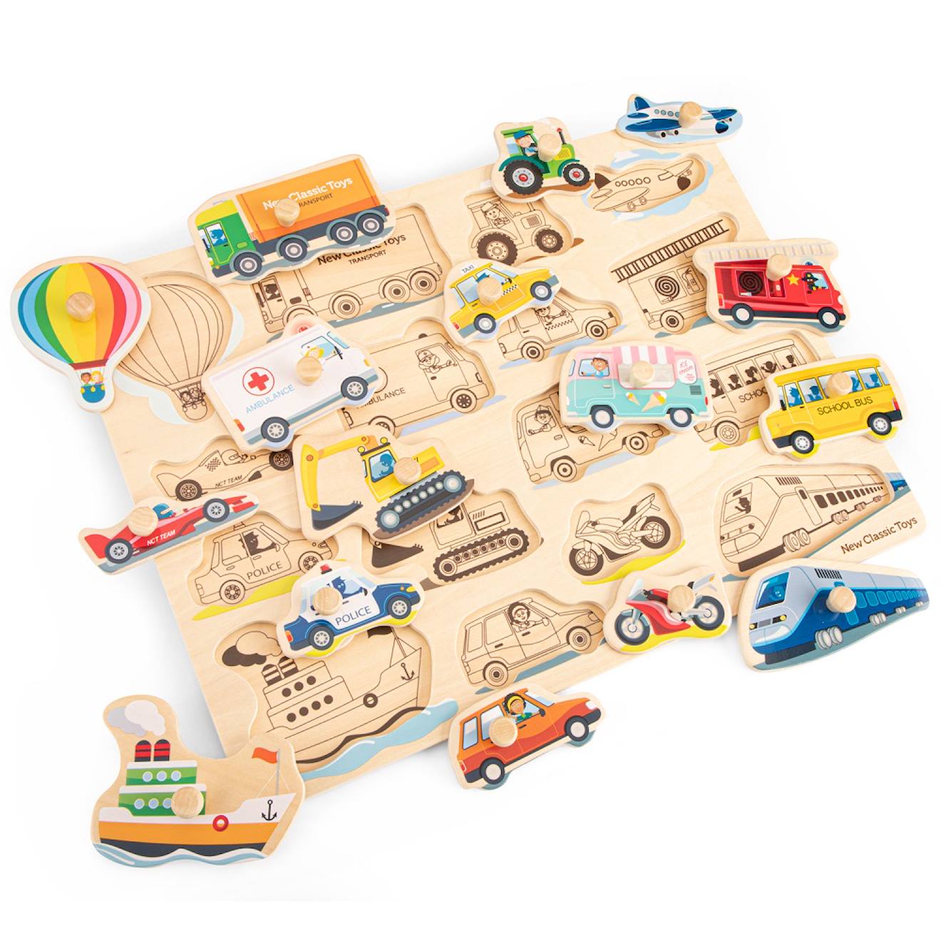 Grand Puzzle Véhicules 16 Pcs Beige