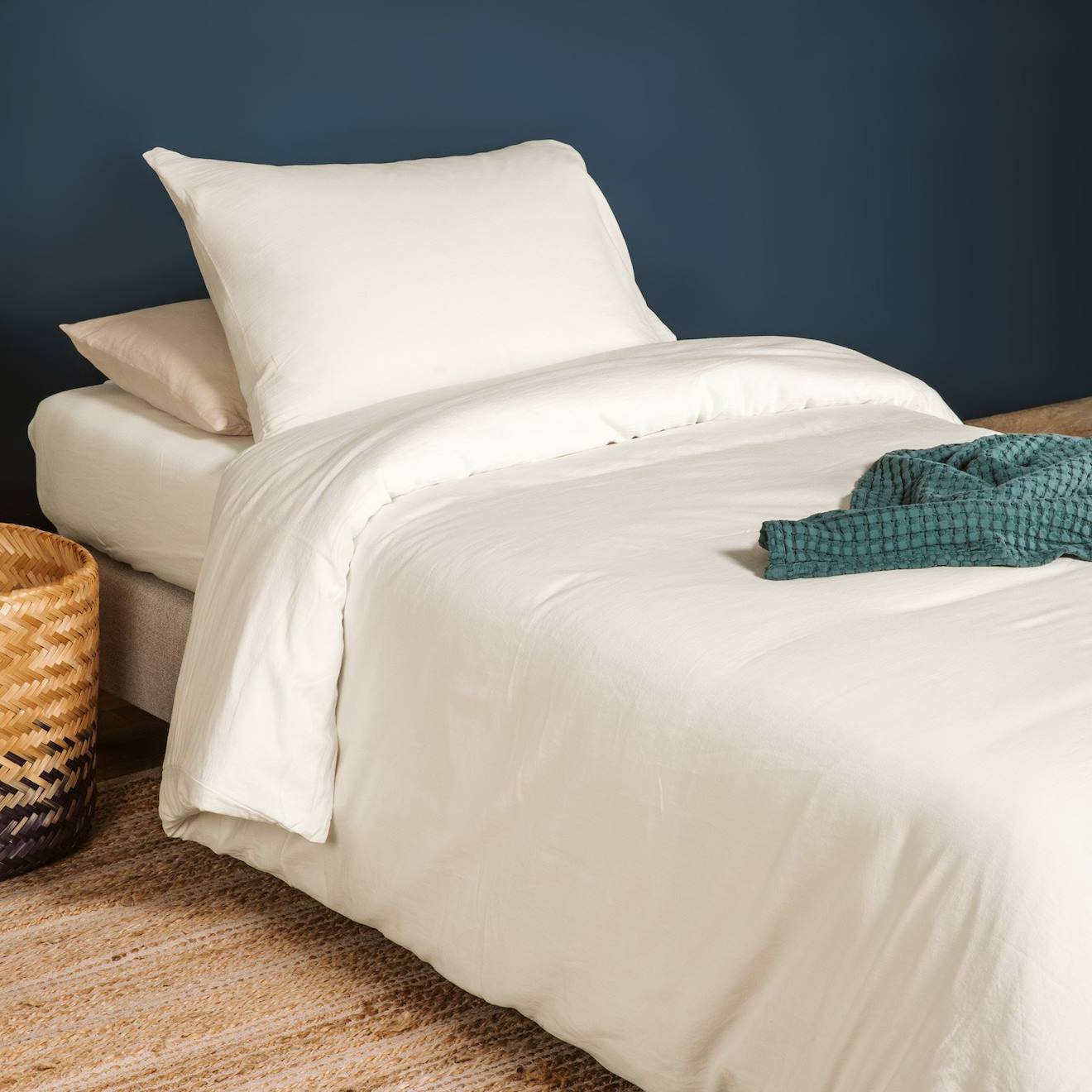 Kadolis - Housse De Couette Pur Coton Bio Pour Lit 1 Personne Ecru