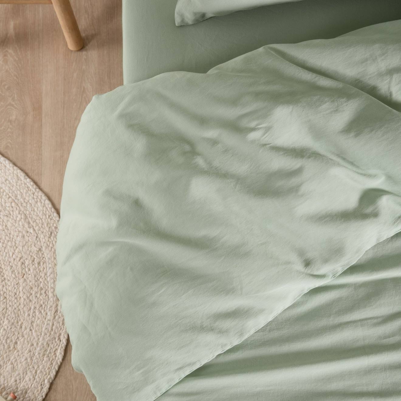 Housse De Couette Satin De Coton Bio Lavé 1 Personne Tilleul