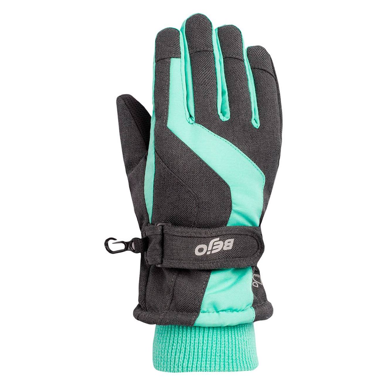 Gants De Ski Synthétique Brise Gris Foncé Chiné / Turquoise