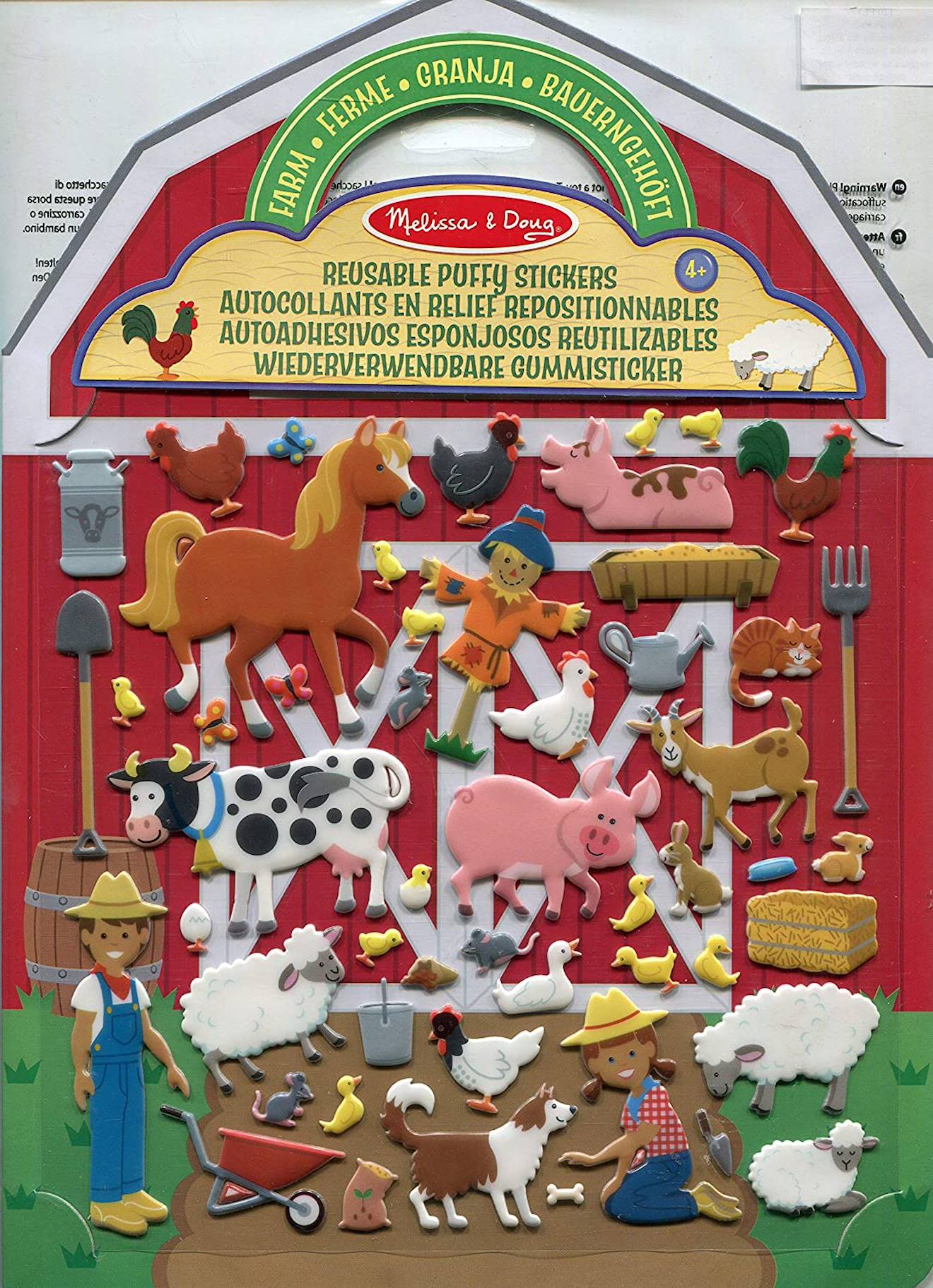 Melissa & Doug - Livret D'autocollants Reliefs Repositionnables Ferme Rouge