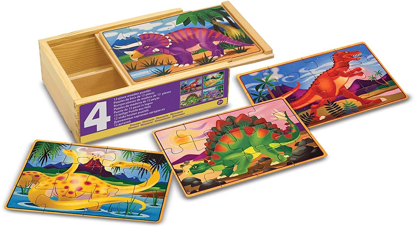 Melissa & Doug - Ensemble Puzzles Dinosaures 12 Pièces Marron